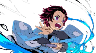 😣 Tanjiro Kamado Demon Slayer Anime, Demon Slayer, Tanjiro, Spada, Combattimento whatsapp sticker