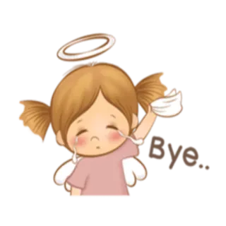 🤚 Bye. Engel, traurig, Tränen, Abschied, Cartoon whatsapp sticker