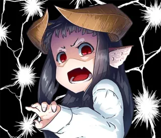 😱 Anime, Mostro, Arrabbiato, Corna, Demone, Ragazza Anime, Manga telegram sticker