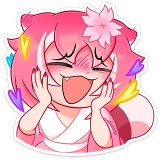 🥰 Anime, Hoạt hình, Dễ thương, Tóc hồng, Nhân vật, Chibi, Hào hứng telegram sticker