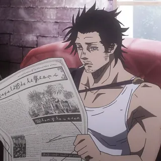☘️ Yami Sukehiro Black Clover Anime, Black Clover, Yami Sukehiro, Cigarette, Journal, Personnage telegram sticker