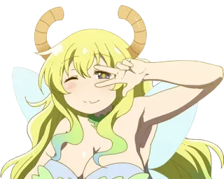 🤩 Lucoa Miss Kobayashi's Dragon Maid Anime, Draak, Hoorntjes, Kawaii, Schattig, Waifu whatsapp sticker