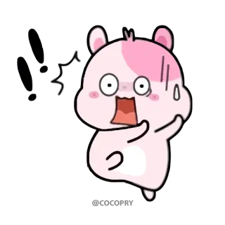 😱 хомяк, милый, розовый, мультяшный, животное, в шоке, испуганный, выражение telegram sticker
