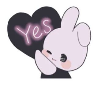🎀 YES кролик, да, милый, сердце, позитивный, подтверждающий, ок telegram sticker