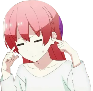 😑 anime, chica, irritada, frustrada, pelo rosa, dibujos animados telegram sticker