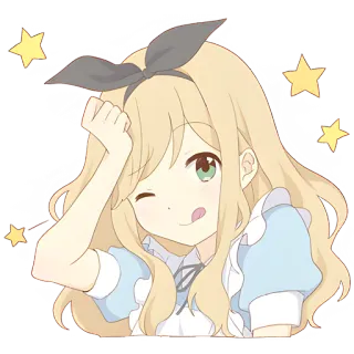 😋 anime, girl, wink, stars, cute telegram sticker