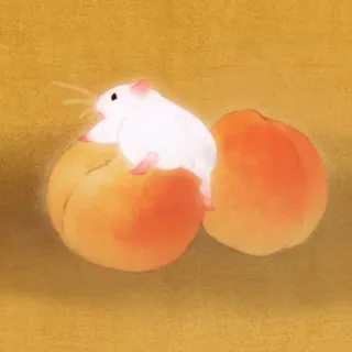 🐹 hamster, peach, fruit, animal, cute telegram sticker