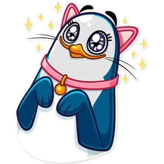 😸 animale, gatto, pinguino, cartone animato, carino, adesivo whatsapp sticker