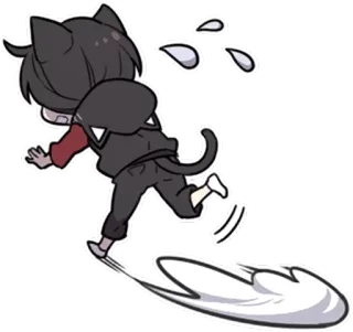 😧 Katze, Cartoon, Anime, Panik, Schweiß, Rennen, Figur whatsapp sticker