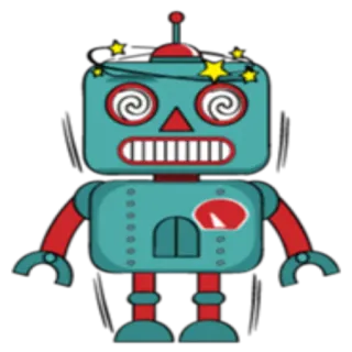 😵 робот, головокружение, мультфильм, машина, андроид, автоматизация telegram sticker