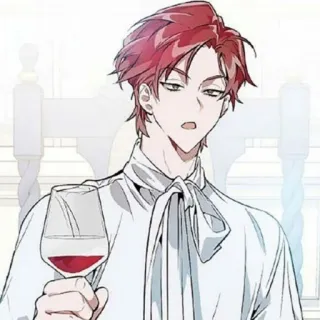 🌑 anime, man, wine, red hair, drinking, character telegram sticker