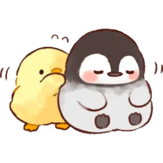 🤩 pollito, pingüino, mono, kawaii, animal, amistad whatsapp sticker