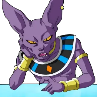 😑 Beerus Dragon Ball Anime, Cartoon, Charakter, Gott der Zerstörung, Lila, Beerus, Dragon Ball telegram sticker