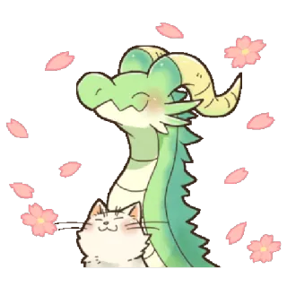 Mom Cat and Dragon Egg by Inuhiro telegram stickers
