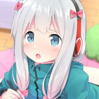 😟 Izumi Sagiri Eromanga Sensei アニメ, マンガ, かわいい, ヘッドホン, 女の子, カワイイ telegram sticker