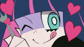😍 Stocking Anarchy Panty & Stocking with Garterbelt Anime, Fofo, Corações, Língua, Comendo whatsapp sticker