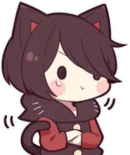 😤 Katze, Anime, süß, kawaii, Katzenohren, Cartoon, Chibi whatsapp sticker