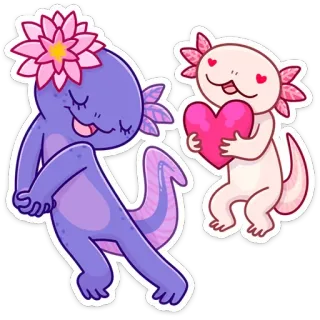 ❤️ Axolotl, süß, Aufkleber, Herz, Tier telegram sticker