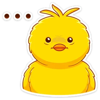 😑 ... kurczak, emoji, myślący, kreskówka, żółty, ptak, słodki telegram sticker