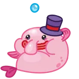 👋 blobfish, cartoon, hat, cute, fish, animal telegram sticker