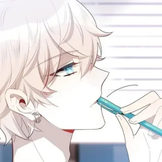 🧐 アニメ, 男性, 少年, ペン, 書く telegram sticker
