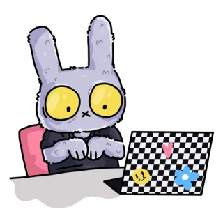 👨‍💻 rabbit, computer, desk, laptop, cartoon, bunny telegram sticker
