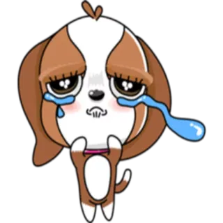 😭 chó, buồn, khóc, chó con, dễ thương, nước mắt, cảm xúc, hoạt hình telegram sticker