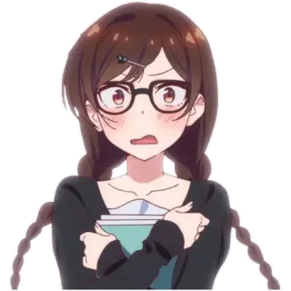 👼 Anime, Chica, Linda, Gafas, Dibujo animado, Mujer, Personaje, Manga telegram sticker
