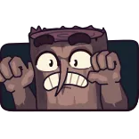 👻 Cartoon, Figur, Holz, Wütend, Daumen runter telegram sticker