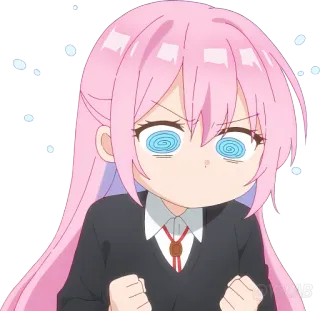 😵‍💫 anime, girl, pink hair, angry, cartoon, manga telegram sticker