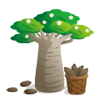 🌳 tree, baobab, basket, fruit, nature, plant, botanical telegram sticker