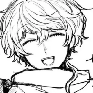 🌟 anime, rysunek, manga, uśmiech, portret, chłopak, szkic telegram sticker