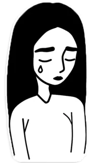 😜 triste, llorando, mujer, lágrimas, depresión, soledad, duelo telegram sticker