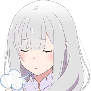 😔 Emilia Re:Zero anime, Emilia, Re:Zero, sad, white hair, elf telegram sticker
