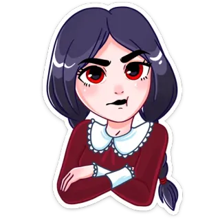 😑 Wednesday Addams The Addams Family การ์ตูน, ตัวละคร, โกธิค, วันพุธ, ตระกูลแอดดัมส์ telegram sticker