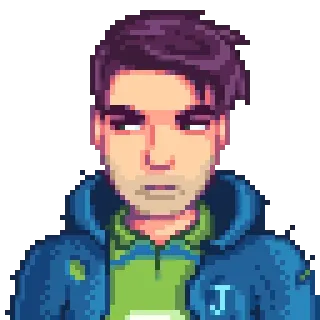 🤨 Shane Stardew Valley videojuego, personaje, pixel art, Stardew Valley telegram sticker