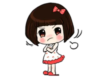 😼 Cartoon, Mädchen, Wütend, Grobe Geste, Mittelfinger telegram sticker