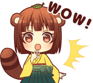 😯 WOW! Anime, Wow, Surpreso, Fofo, Garota, Chibi telegram sticker