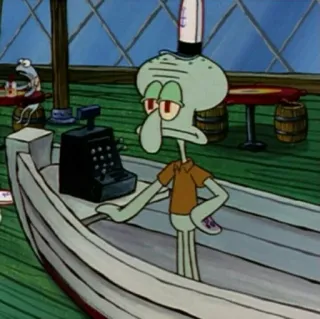 ⚓️ Squidward Tentacles Spongebob Squarepants carlo, ennuyé, dessin animé, nickelodeon, crabe croustillant telegram sticker