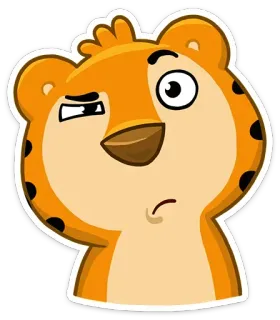 😕 tigre, animal, dessin animé, autocollant, confus, mignon, illustration telegram sticker