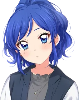 😒 chica anime, pelo azul, dibujo animado, retrato, lindo, ilustración telegram sticker