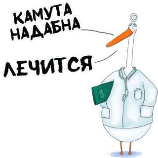 🤒 КАМУТА НАДАБНА ЛЕЧИТСЯ 황새, 의사, 의료, 병원, 건강, 새 telegram sticker