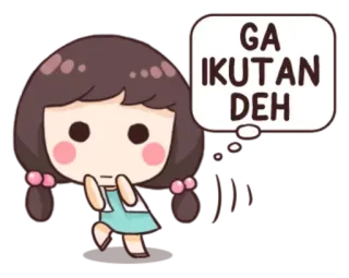 ✌️ GA IKUTAN DEH lindo, chica, dibujos animados, animación, pegatina telegram sticker
