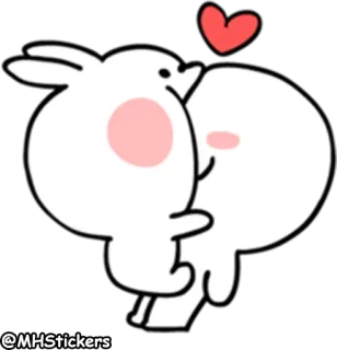 😋 @MHStickers coelho, amor, beijo, fofo, adesivo, desenho animado, romance whatsapp sticker