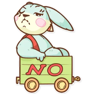 😕 NO kreskówka, królik, nie, odrzucenie, wyrażenie, naklejka telegram sticker