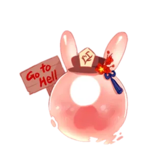🌸 Go to Hell coniglio, cartello, arrabbiato, inferno, carino, arrabbiato telegram sticker
