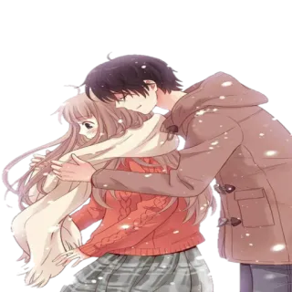 😍 Anime, Casal, Abraço, Amor, Romance, Kawaii whatsapp sticker