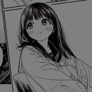 🖤 Anime, Garota, Mangá, Sorriso, Uniforme escolar telegram sticker