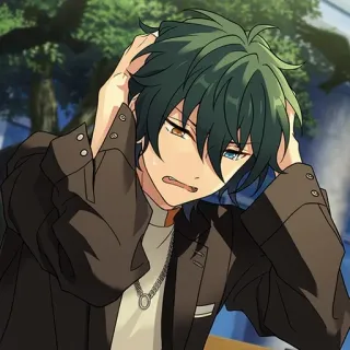 😰 Anime, Desenho animado, Retrato, Masculino, Chateado whatsapp sticker