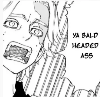 💮 YA BALD HEADED ASS ดูถูก, หัวล้าน, อนิเมะ, มังงะ, ข้อความ telegram sticker